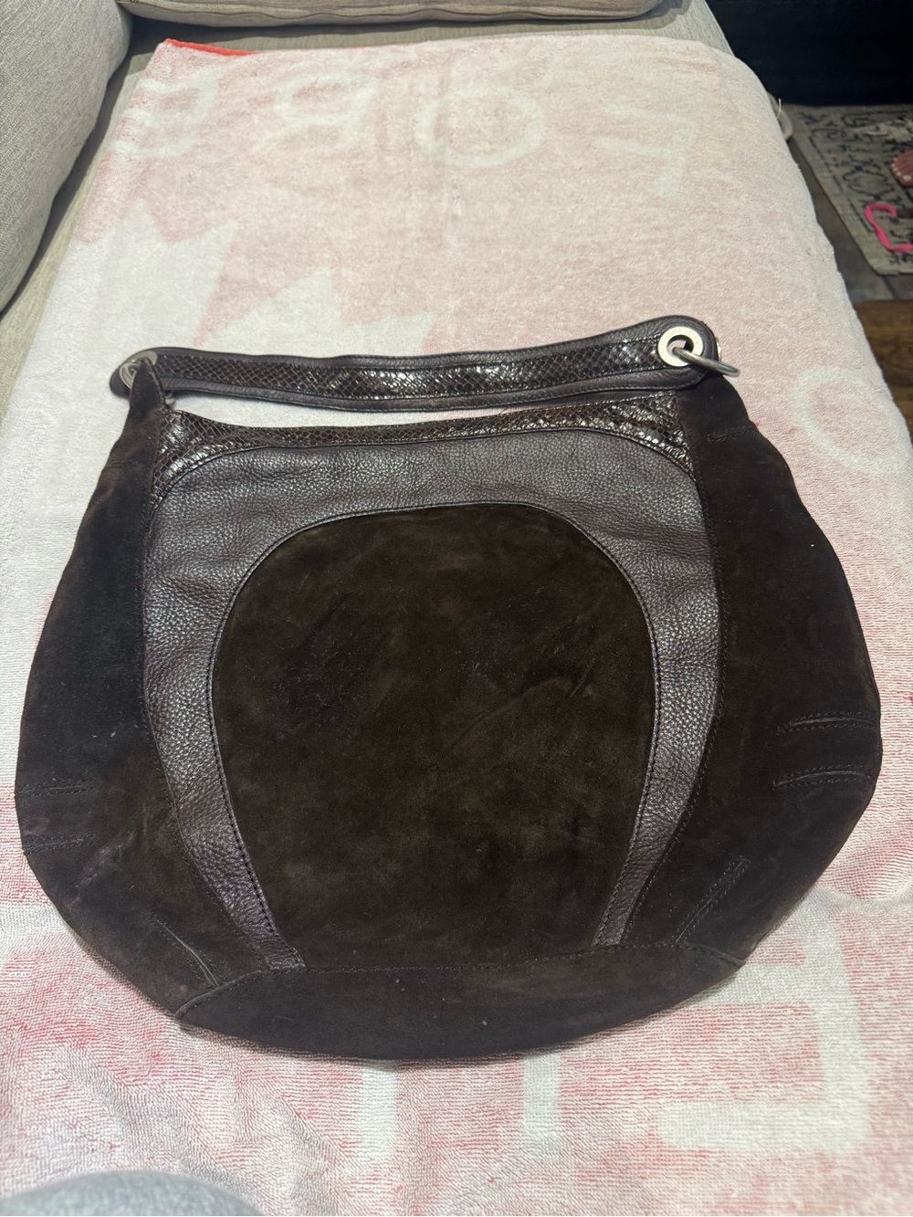 Banana Republic Dark Brown Suede & Leather Hobo